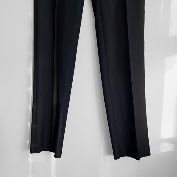 NWT Emporio Armani Black Virgin Wool Pleated Front Straight Leg Trouser Pants - Picture 8 of 14